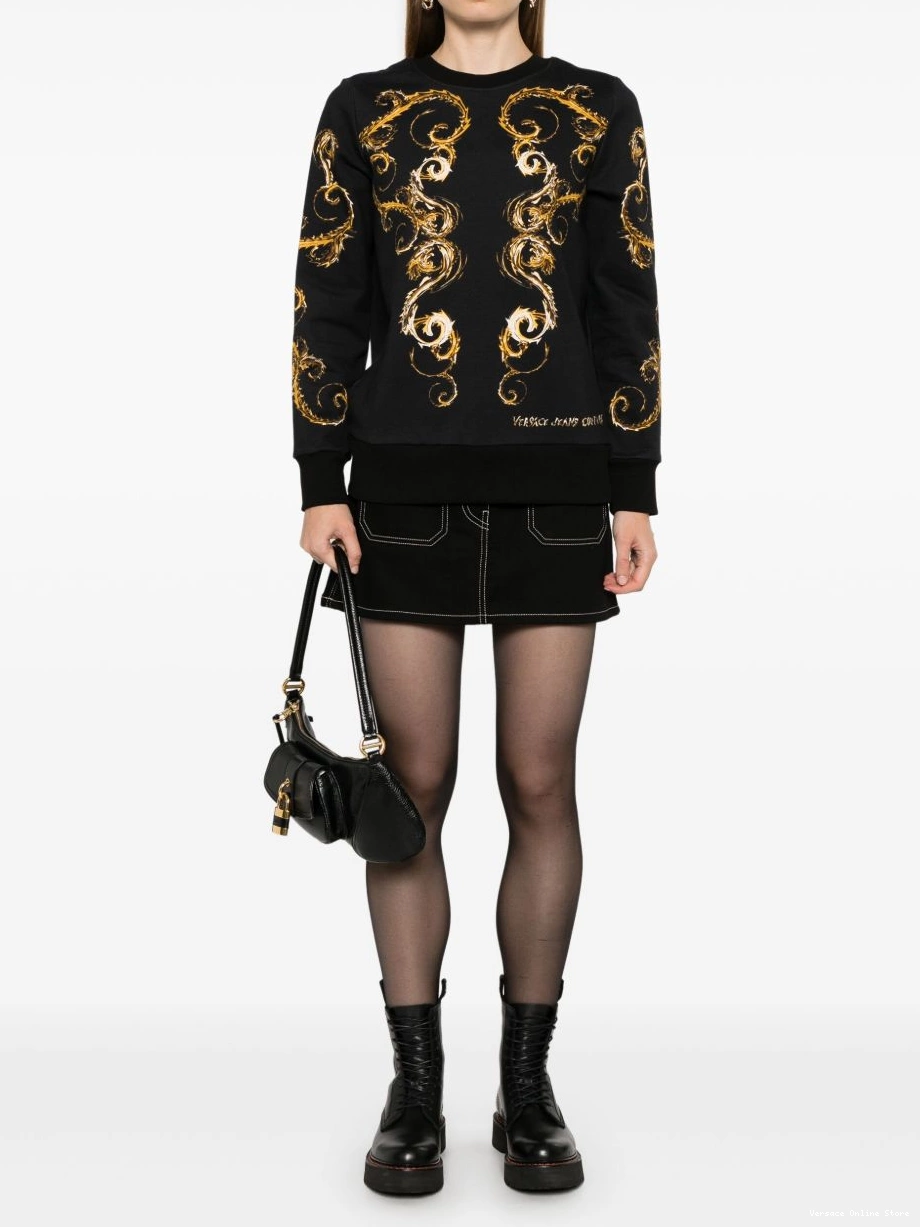 Affordable Couture Barocco-print Jeans sweatshirt Women Versace 0710